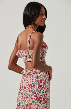 Wildflower Ruffle Cutout Midi Dress -Sun Gaia Dresses Shop ACDR100906 PINKREDFLORAL 4 6b1aa250 2519 4a40 a698 ad4bbb75688d