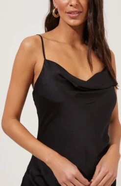 Plaza Cowl Neck Mini Dress -Sun Gaia Dresses Shop ACDR100907B BLACK 4