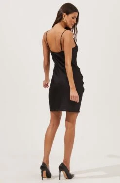 Plaza Cowl Neck Mini Dress -Sun Gaia Dresses Shop ACDR100907B BLACK 5