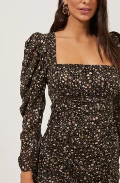 Victoria Floral Ruched Mini Dress 10 Victoria Floral Ruched Mini Dress -Sun Gaia Dresses Shop ACDR100935 BLACK BLUSHDITSY 3