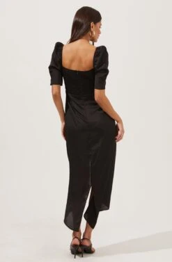 Austen Puff Sleeve Midi Dress 11 Austen Puff Sleeve Midi Dress -Sun Gaia Dresses Shop ACDR100950 BLACK 5