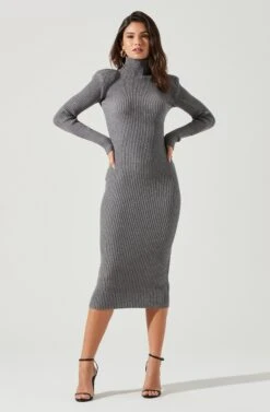 Abilene Long Sleeve Turtleneck Midi Sweater Dress -Sun Gaia Dresses Shop ACDR100970 CHARCOAL 1826 365522e1 de89 4524 981f 292b0421270a