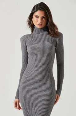 Abilene Long Sleeve Turtleneck Midi Sweater Dress -Sun Gaia Dresses Shop ACDR100970 CHARCOAL 1832 ce7f725c 7678 4283 bf55 dd2c3216cf98