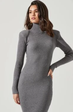 Abilene Long Sleeve Turtleneck Midi Sweater Dress -Sun Gaia Dresses Shop ACDR100970 CHARCOAL 1835 1ff2888a cd5d 4c7d b847 cd9e689214c2