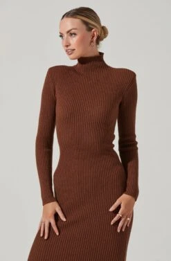 Abilene Long Sleeve Turtleneck Midi Sweater Dress -Sun Gaia Dresses Shop ACDR100970 NUTMEG 10751 cac54f3b 0942 46ce 8f58 4831ce8ff214