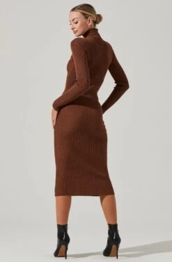 Abilene Long Sleeve Turtleneck Midi Sweater Dress -Sun Gaia Dresses Shop ACDR100970 NUTMEG 10791 daea515e 1a19 4647 81ba cee89a1170ed