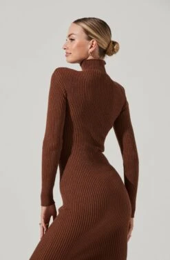 Abilene Long Sleeve Turtleneck Midi Sweater Dress -Sun Gaia Dresses Shop ACDR100970 NUTMEG 10811 d43c5b95 b15d 4958 a493 093742463544