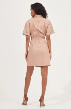 Terra Faux Leather Button Up Mini Dress 10 Terra Faux Leather Button Up Mini Dress -Sun Gaia Dresses Shop ACDR100994 SOFTPINK 5