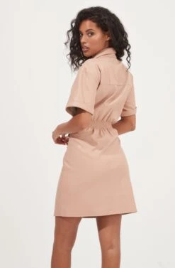 Terra Faux Leather Button Up Mini Dress 13 Terra Faux Leather Button Up Mini Dress -Sun Gaia Dresses Shop ACDR100994 SOFTPINK 6