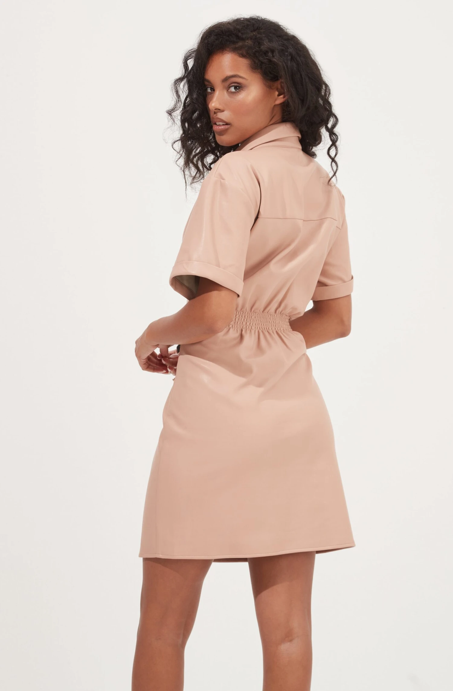 Terra Faux Leather Button Up Mini Dress 8 Terra Faux Leather Button Up Mini Dress - Image 6