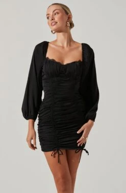 Mardi Ruched Sweetheart Mini Dress -Sun Gaia Dresses Shop ACDR101019B BLACK 3