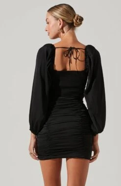 Mardi Ruched Sweetheart Mini Dress -Sun Gaia Dresses Shop ACDR101019B BLACK 4