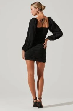 Mardi Ruched Sweetheart Mini Dress -Sun Gaia Dresses Shop ACDR101019B BLACK 5
