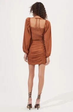 Mardi Lace Trimmed Ruched Mini Dress -Sun Gaia Dresses Shop ACDR101019B BRONZE 4