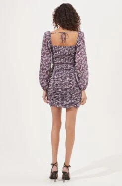 Mardi Lace Trimmed Floral Ruched Mini Dress -Sun Gaia Dresses Shop ACDR101019 PURPLEMULTI 5 d6790b23 2191 4e35 ac5d 6ae8f3ab24cb