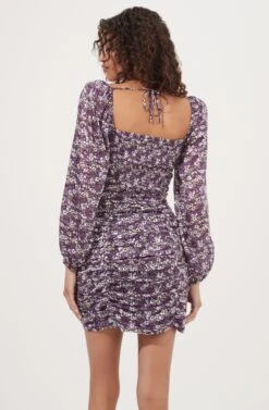 Mardi Lace Trimmed Floral Ruched Mini Dress -Sun Gaia Dresses Shop ACDR101019 PURPLEMULTI 6 6a3214da 42f5 4290 96fd 3b766c9d999f