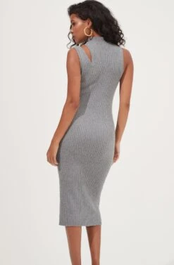 Crawford Shoulder Cutout Sweater Midi Dress -Sun Gaia Dresses Shop ACDR101027 SLATE 5