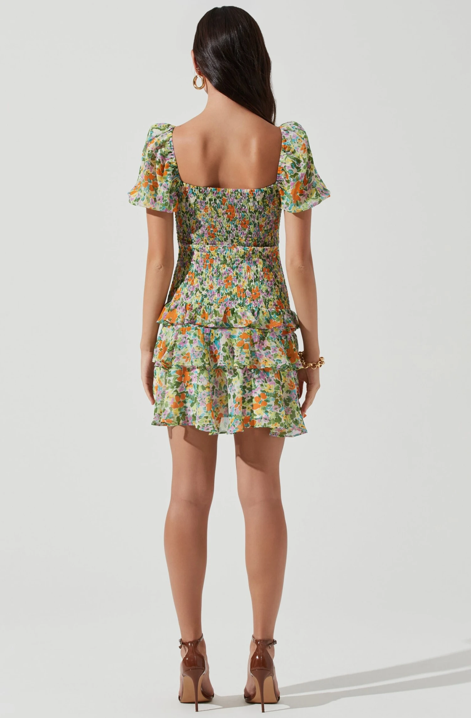 Garland Floral Ruffle Puff Sleeve Mini Dress 8 Garland Floral Ruffle Puff Sleeve Mini Dress - Image 6
