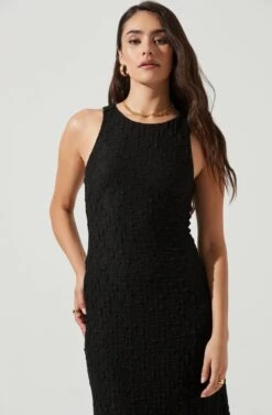 Millbrae Backless Crinkle Midi Dress -Sun Gaia Dresses Shop ACDR101086 BLACK 2