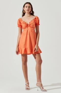 Verana Cutout Puff Sleeve Ruffle Mini Dress -Sun Gaia Dresses Shop ACDR101088 DARKTANGERINE 1 11d27568 b632 44e6 8683 8024ff7ace34