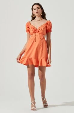Verana Cutout Puff Sleeve Ruffle Mini Dress -Sun Gaia Dresses Shop ACDR101088 DARKTANGERINE 2 9edbdb44 29a6 49d9 9c88 69a78a6f63af