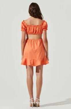 Verana Cutout Puff Sleeve Ruffle Mini Dress -Sun Gaia Dresses Shop ACDR101088 DARKTANGERINE 5 d6f882fd d785 40f7 9eab 019e9ea3c96b