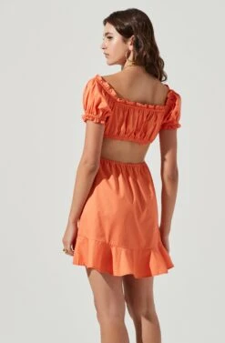 Verana Cutout Puff Sleeve Ruffle Mini Dress -Sun Gaia Dresses Shop ACDR101088 DARKTANGERINE 6 dda484c3 7824 4f59 925c d766c04b90b0