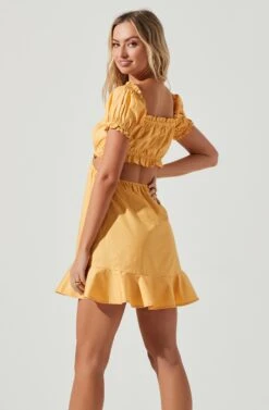 Verana Cutout Puff Sleeve Ruffle Mini Dress -Sun Gaia Dresses Shop ACDR101088 ORANGECREAM 4