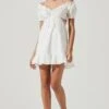 Verana Cutout Puff Sleeve Ruffle Mini Dress 2 Verana Cutout Puff Sleeve Ruffle Mini Dress -Sun Gaia Dresses Shop ACDR101088 WHITE 1