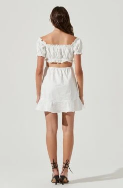 Verana Cutout Puff Sleeve Ruffle Mini Dress -Sun Gaia Dresses Shop ACDR101088 WHITE 3