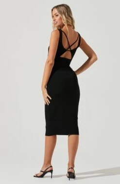 Elmira Cutout Cross Strap Midi Dress -Sun Gaia Dresses Shop ACDR101106 BLACK 3