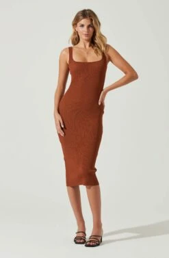 Elmira Cutout Cross Strap Midi Dress -Sun Gaia Dresses Shop ACDR101106 RUST 5 3