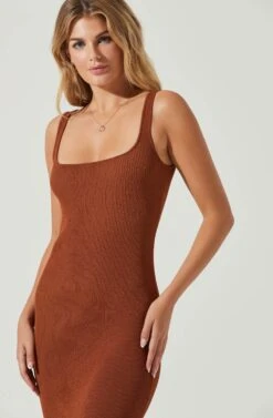 Elmira Cutout Cross Strap Midi Dress -Sun Gaia Dresses Shop ACDR101106 RUST 5 4