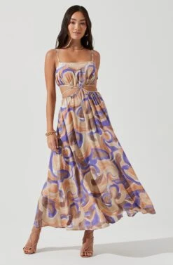 Sanger Cutout Swirl Print Midi Dress