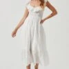 Cottage Eyelet Ruffle Midi Dress -Sun Gaia Dresses Shop ACDR101156 WHITE 0856