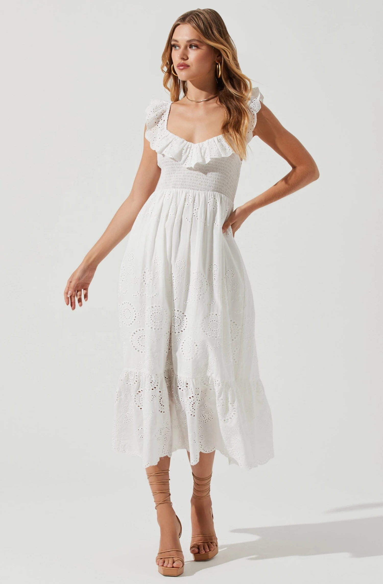 Cottage Eyelet Ruffle Midi Dress 3 Cottage Eyelet Ruffle Midi Dress