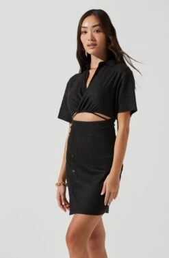 Fresca Cutout Mini Dress -Sun Gaia Dresses Shop ACDR101157 BLACK 0350