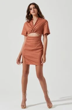 Fresca Cutout Mini Dress -Sun Gaia Dresses Shop ACDR101157 TERRACOTTA 0066