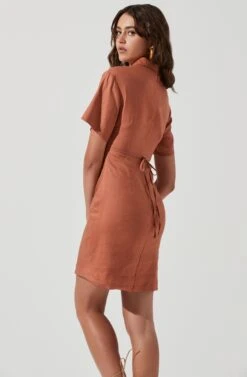 Fresca Cutout Mini Dress -Sun Gaia Dresses Shop ACDR101157 TERRACOTTA 0097