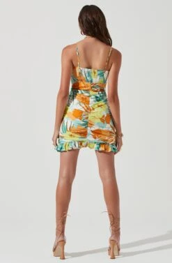Beachside Tropical Ruched Mini Dress 12 Beachside Tropical Ruched Mini Dress -Sun Gaia Dresses Shop ACDR101161 BLUEORANGETROPICAL 0243