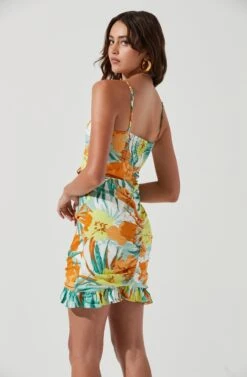Beachside Tropical Ruched Mini Dress 10 Beachside Tropical Ruched Mini Dress -Sun Gaia Dresses Shop ACDR101161 BLUEORANGETROPICAL 0249