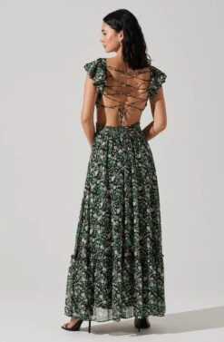 Primrose Floral Strappy Back Maxi Dress -Sun Gaia Dresses Shop ACDR101176 BLACKPURPLEFLORAL 5