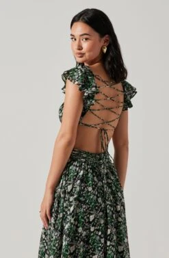 Primrose Floral Strappy Back Maxi Dress -Sun Gaia Dresses Shop ACDR101176 BLACKPURPLEFLORAL 6