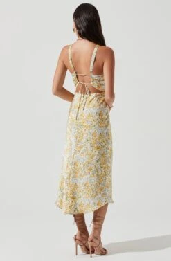 Sandrine Floral Halter Midi Dress -Sun Gaia Dresses Shop ACDR101203B CREAMYELLOWFLORAL 0123