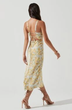 Sandrine Floral Halter Midi Dress -Sun Gaia Dresses Shop ACDR101203B CREAMYELLOWFLORAL 0125
