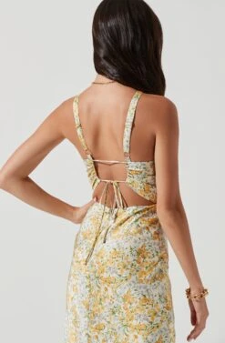 Sandrine Floral Halter Midi Dress -Sun Gaia Dresses Shop ACDR101203B CREAMYELLOWFLORAL 0129