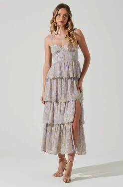 Midsummer Floral Tiered Maxi Dress -Sun Gaia Dresses Shop ACDR101226B LAVENDERYELLOWFLR 1