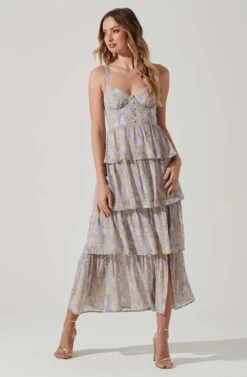 Midsummer Floral Tiered Maxi Dress -Sun Gaia Dresses Shop ACDR101226B LAVENDERYELLOWFLR 2