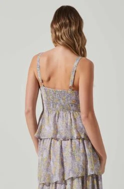 Midsummer Floral Tiered Maxi Dress -Sun Gaia Dresses Shop ACDR101226B LAVENDERYELLOWFLR 5
