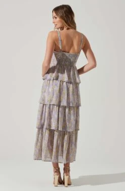Midsummer Floral Tiered Maxi Dress -Sun Gaia Dresses Shop ACDR101226B LAVENDERYELLOWFLR 6